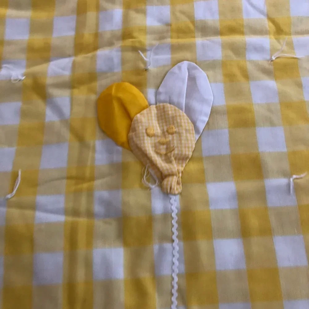 🛒 $15 Vintage Yellow Check Baby Blanket 51